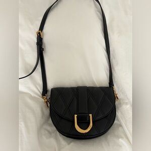 Charles and Keith Gabine Black Quilted Saddle Bag